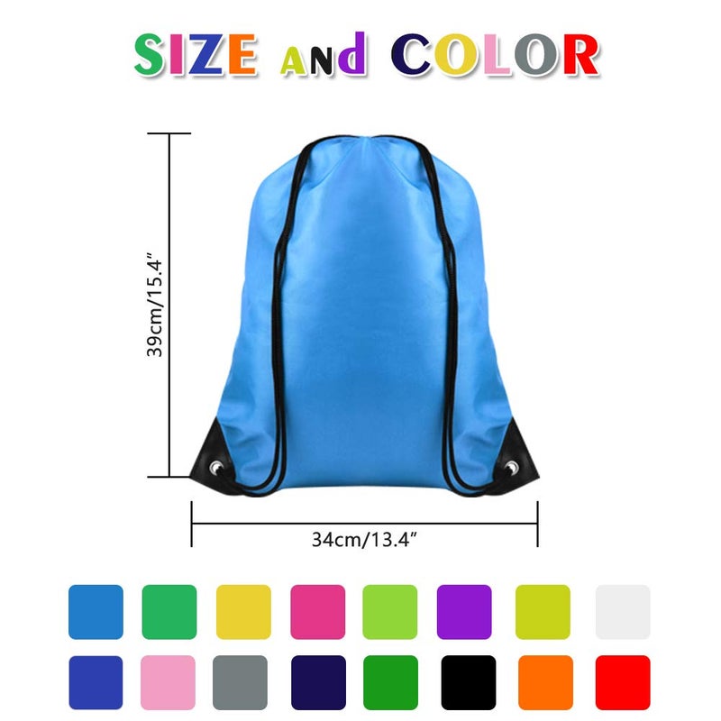 FEPITO 22 Pack Drawstring Bags String Backpack Bulk Sack Cinch Bag Sport Bags for School Gym Traveling - Image 2